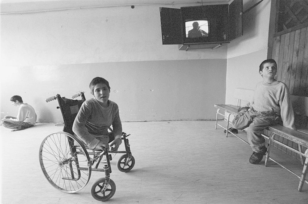 The television room in the psychiatric clinic.