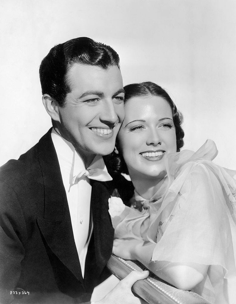 Eleanor Powell with Robert Taylor in the movie 'Broadway Melody of 1936'.