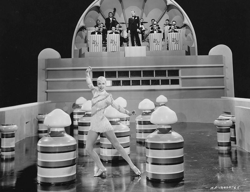 Eleanor Powell tap dances as Ginny Walker in Sensations of 1945.