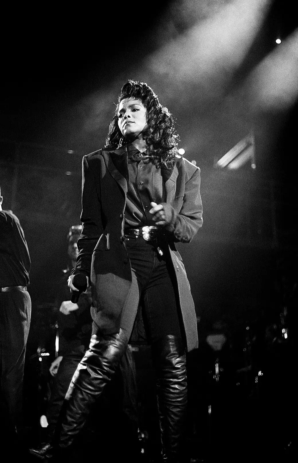 Singer Janet Jackson performs during her Rhythm Nation tour at the Cincinnati Coliseum in 1990.