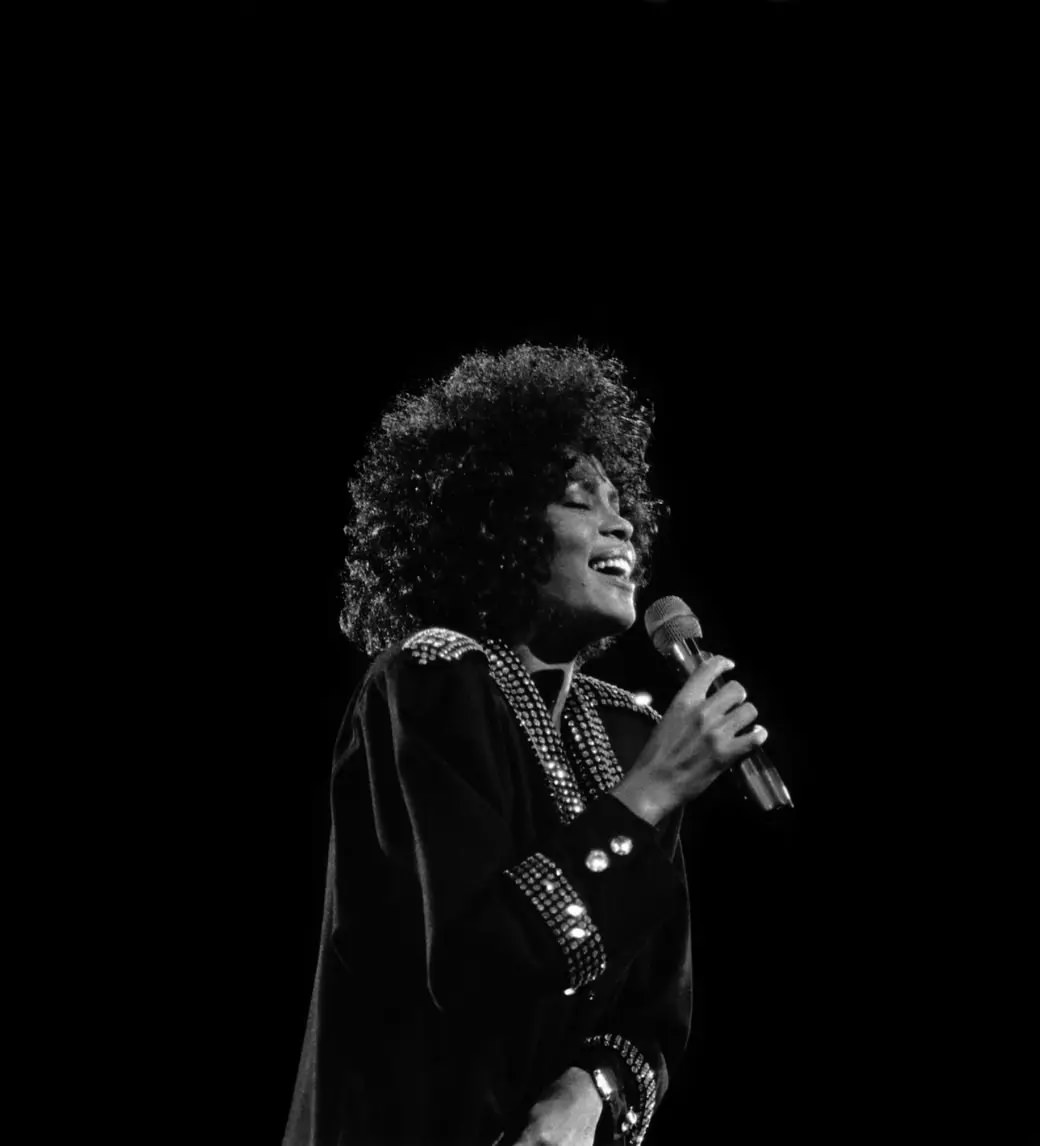 Whitney Houston performs at the Assembly Hall at the University of Illinois in 1987.