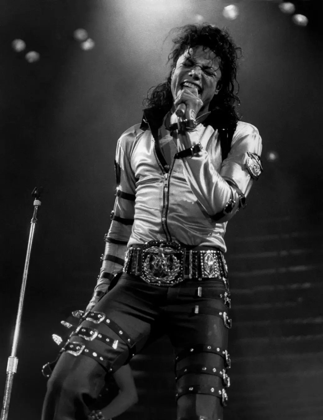 Michael Jackson performs during the Bad tour in Rosemont, Illinois, on April 19, 1988.