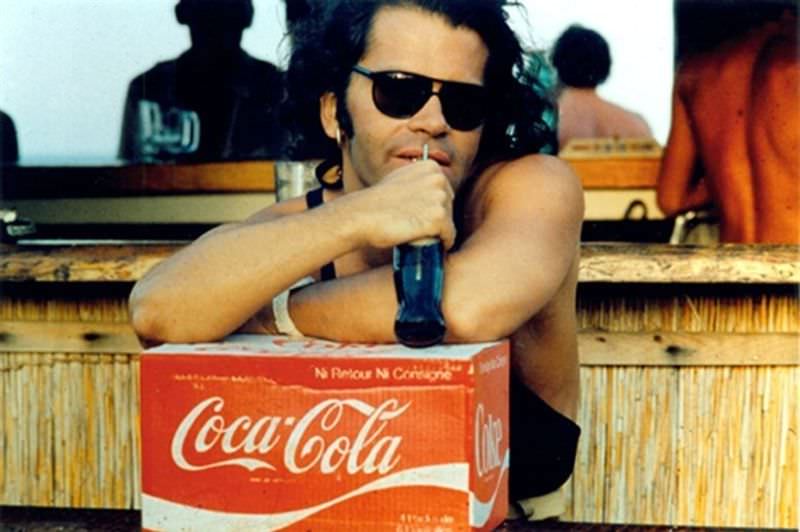 Karl Lagerfeld enjoying the soda, 1950s.