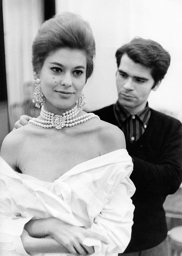 Karl Lagerfeld with a model, 1960s