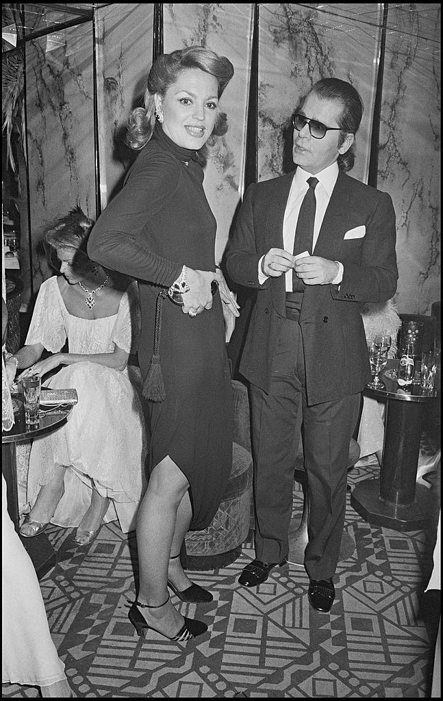 Karl Lagerfeld with Ira De Furstenberg at Regine's nightclub in Paris in 1978.