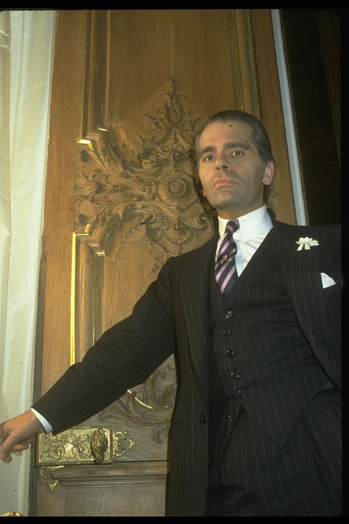 Karl Lagerfeld at home in Paris, 1983.
