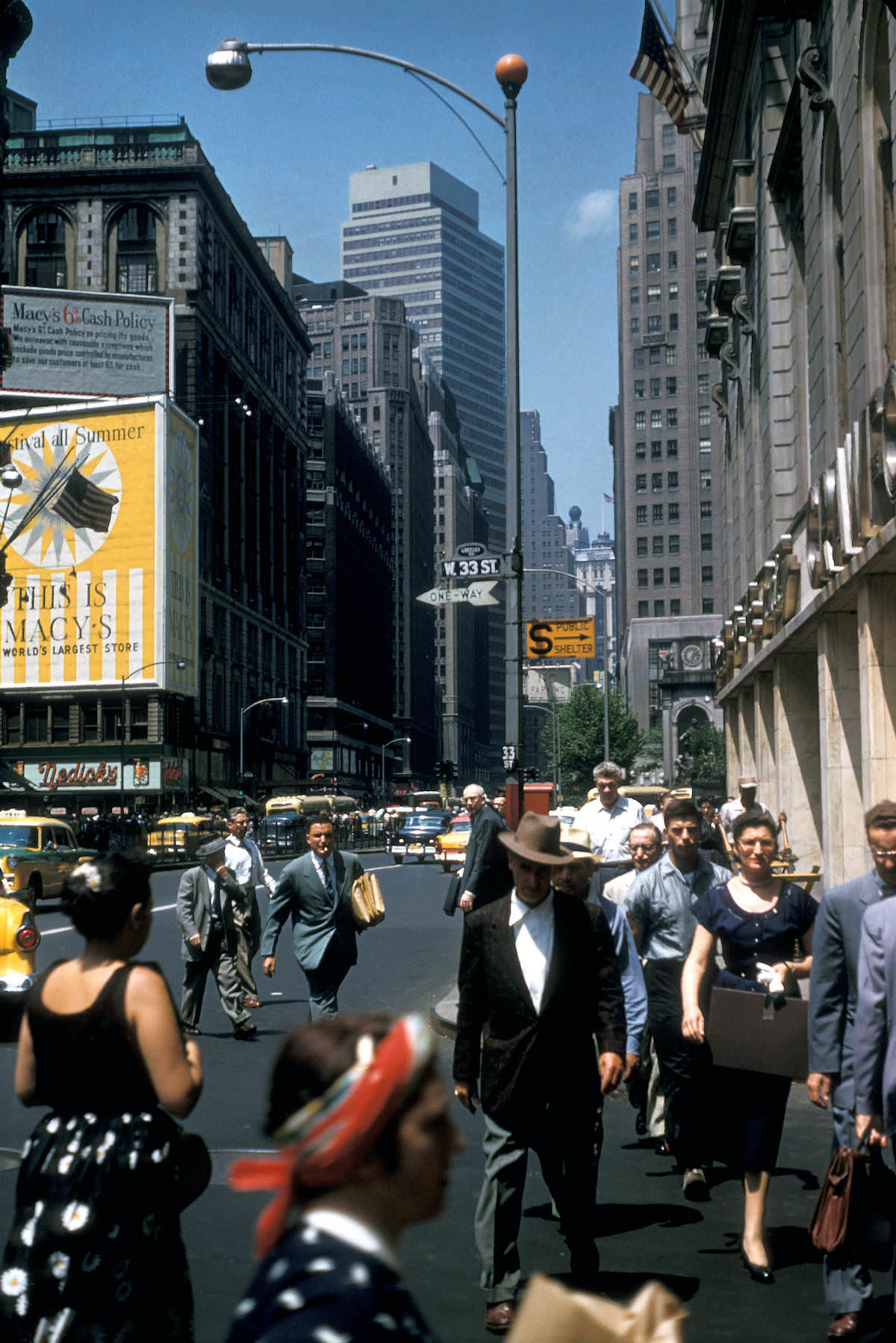 Street scene on Broadway near Herald Square, 1956