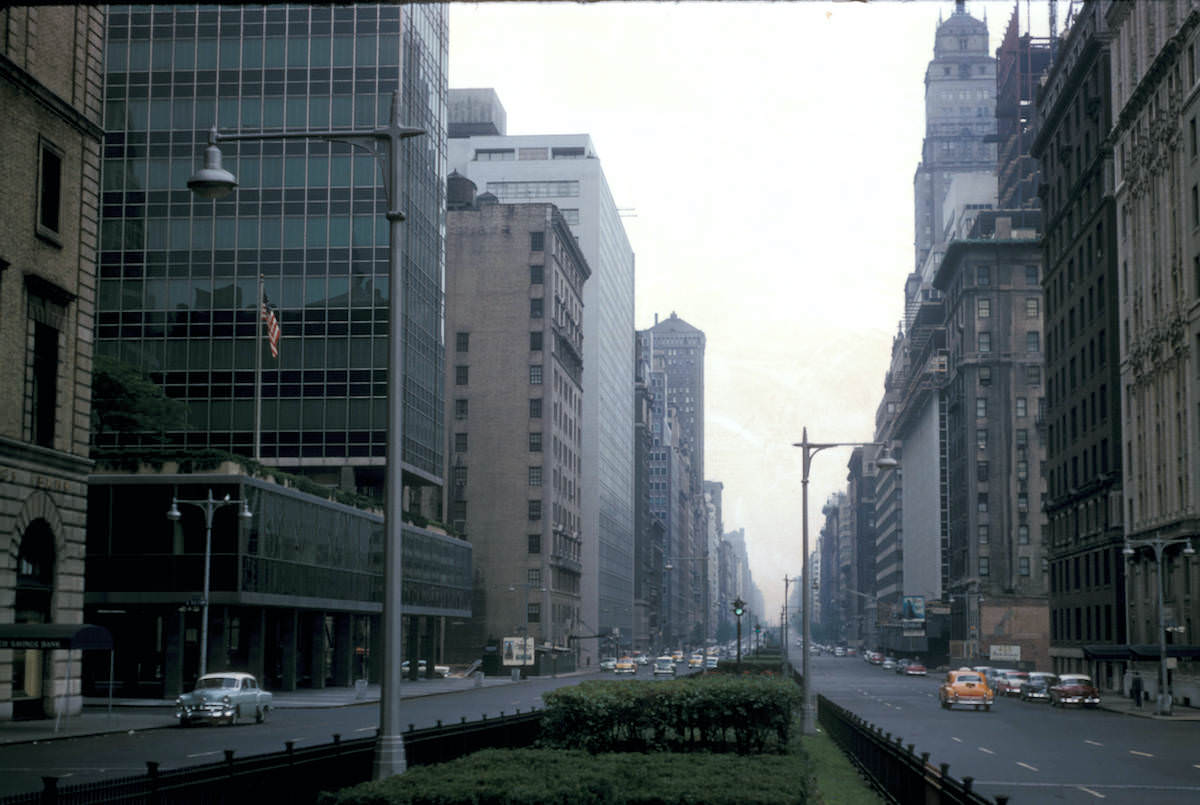 View of Park Avenue north from 58th Street 1956