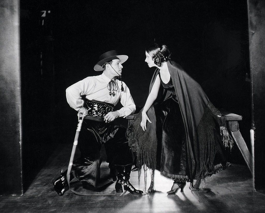 Natacha Rambova dressed in Spanish tango dress, with her husband Rudolph Valentino.