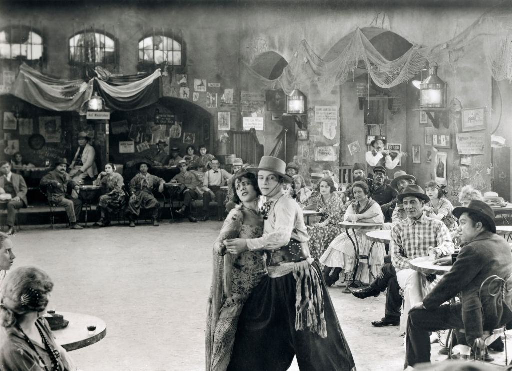 Natacha Rambova dancing with Rudolph Valentino, 1920s.