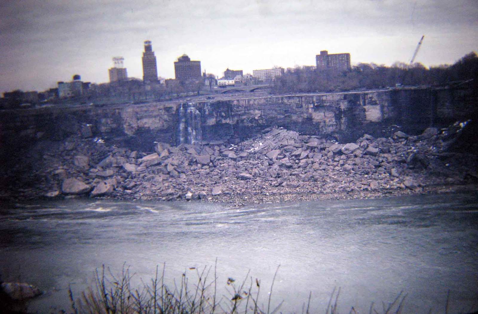 The riverbed was crisscrossed with a series of cracks that were being examined for possible links to rockslides.