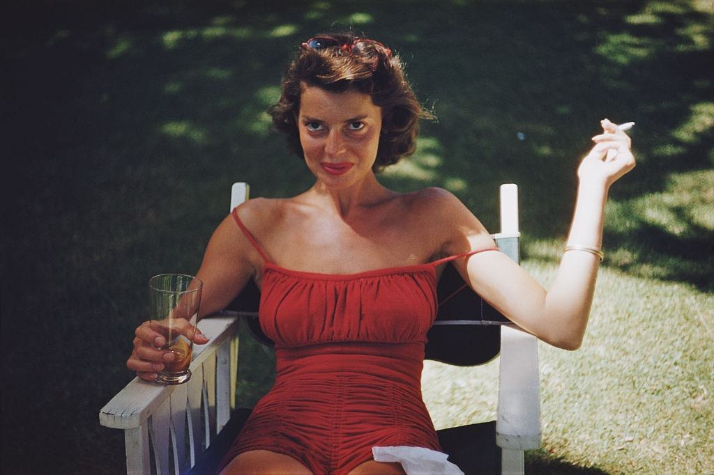 Rita Aarons, wife of photographer Slim Aarons, during the filming of Mister Roberts in Hawaii, 1955