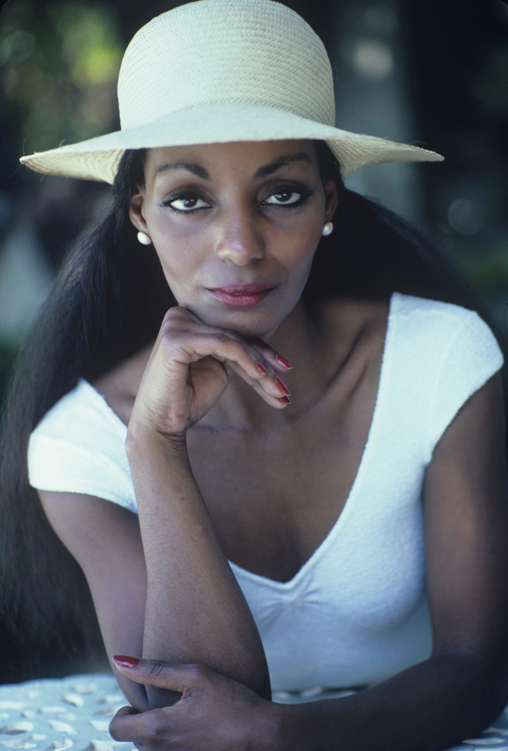 Lahaina Kameha wearing a hat, in Haiti, February 1981