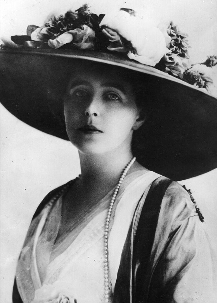 Queen Marie wearing a large hat, 1890s.