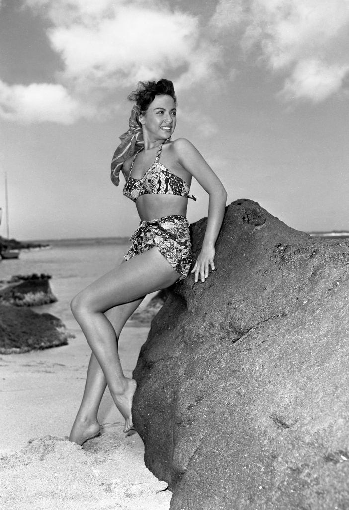 Rita Moreno wins near the beach, 1951.