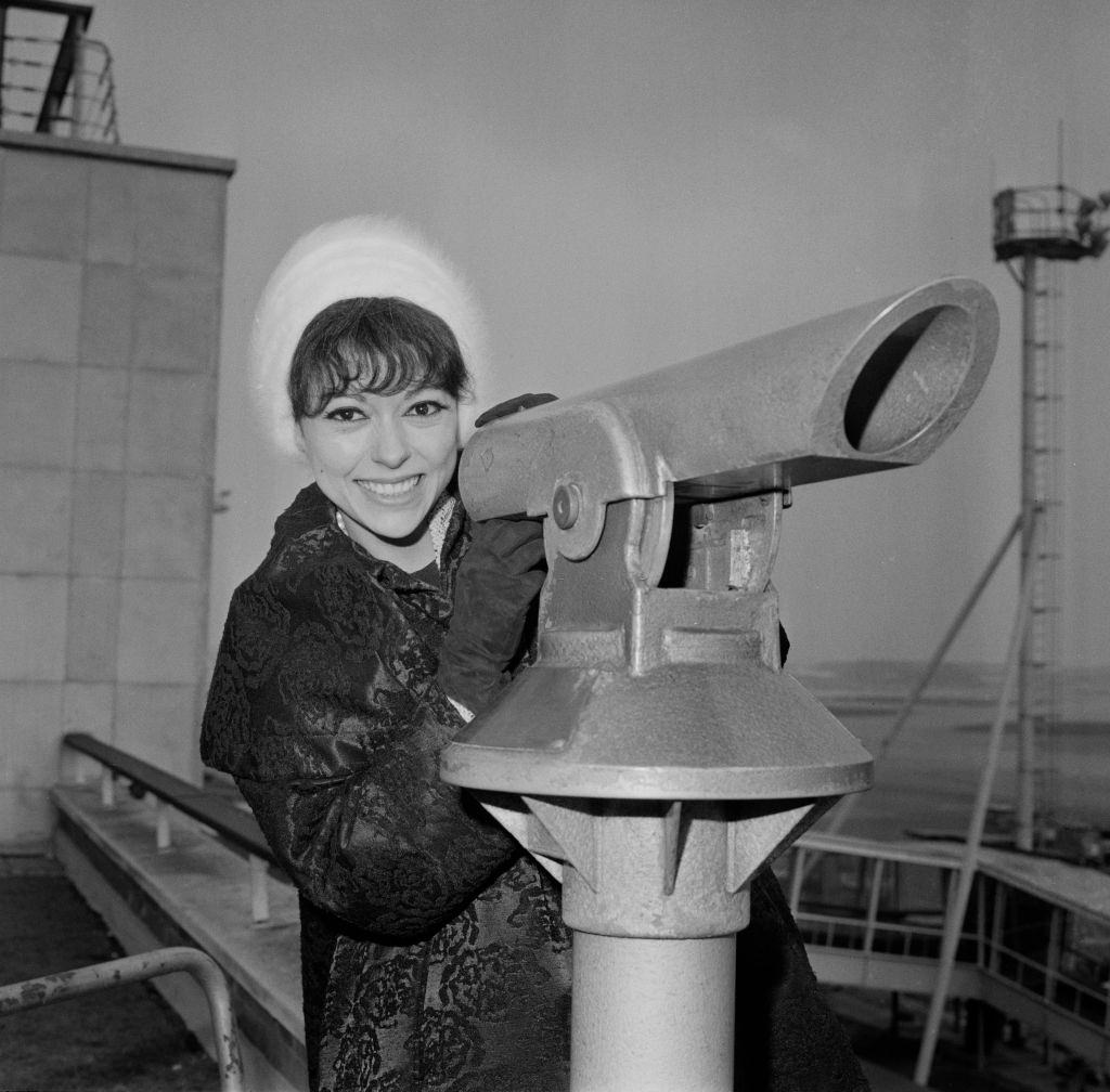 Rita Moreno at Heathrow Airport, London, 1963.