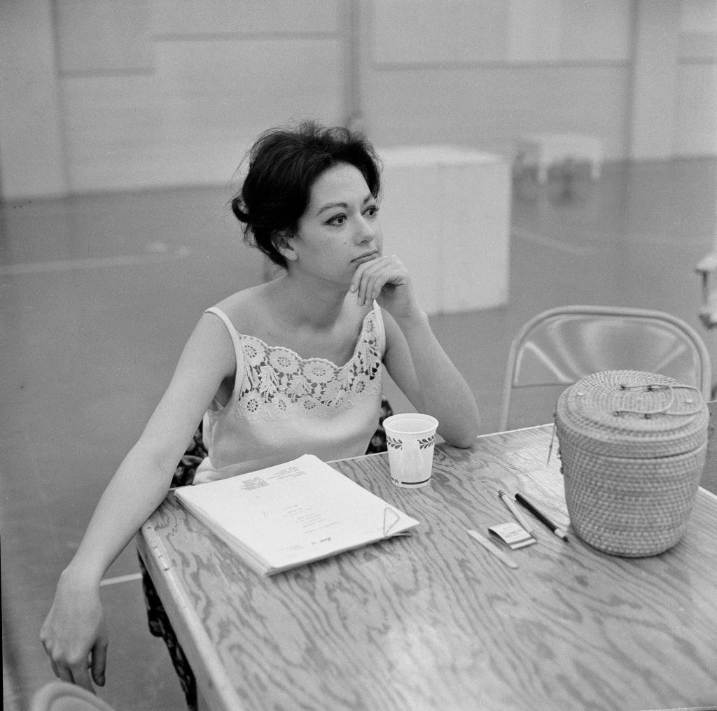 Rita Moreno at rehearsal for 'Alas Babylon', 1960.