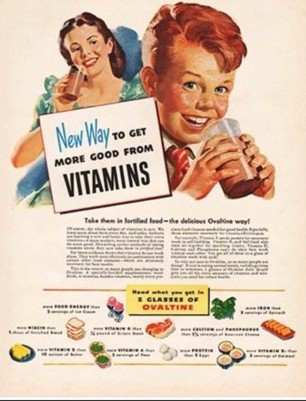 Advertisement depicting milk shakes as healthy.