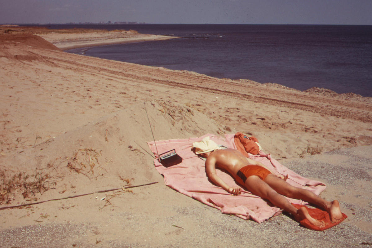 Lifeguard Takes a Sunbath at Great Kills Park on Staten Island, May 1973