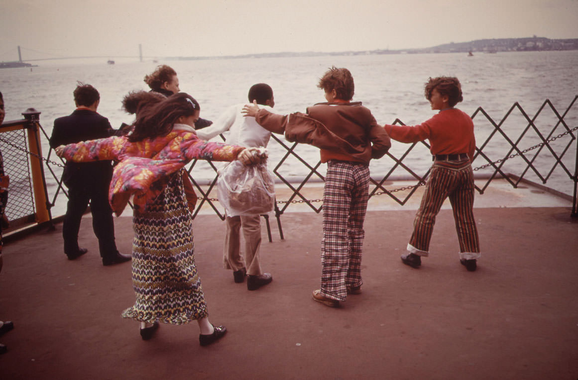 School Excursion on the Staten Island Ferry, Crossing Upper New York Bay, June, 1973