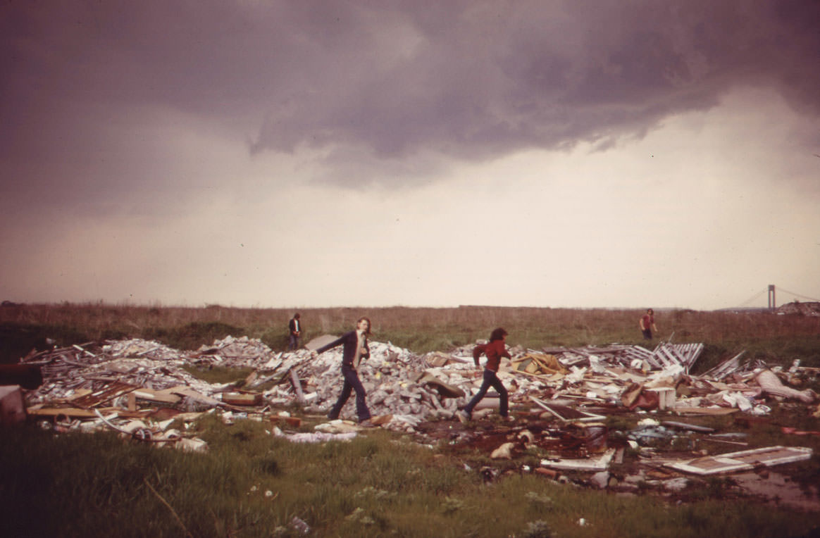 Municipal Incineration Plant and Landfill Dump at Gravesend Bay Serves is a Playground for Neighborhood Boys May, 1973