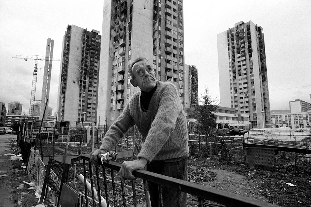 A man in the area known as Heroes Square, so called because of the extreme dangers of living there during the war.