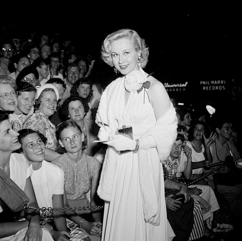 Virginia Mayo attends a premiere in Los Angeles, 1951.