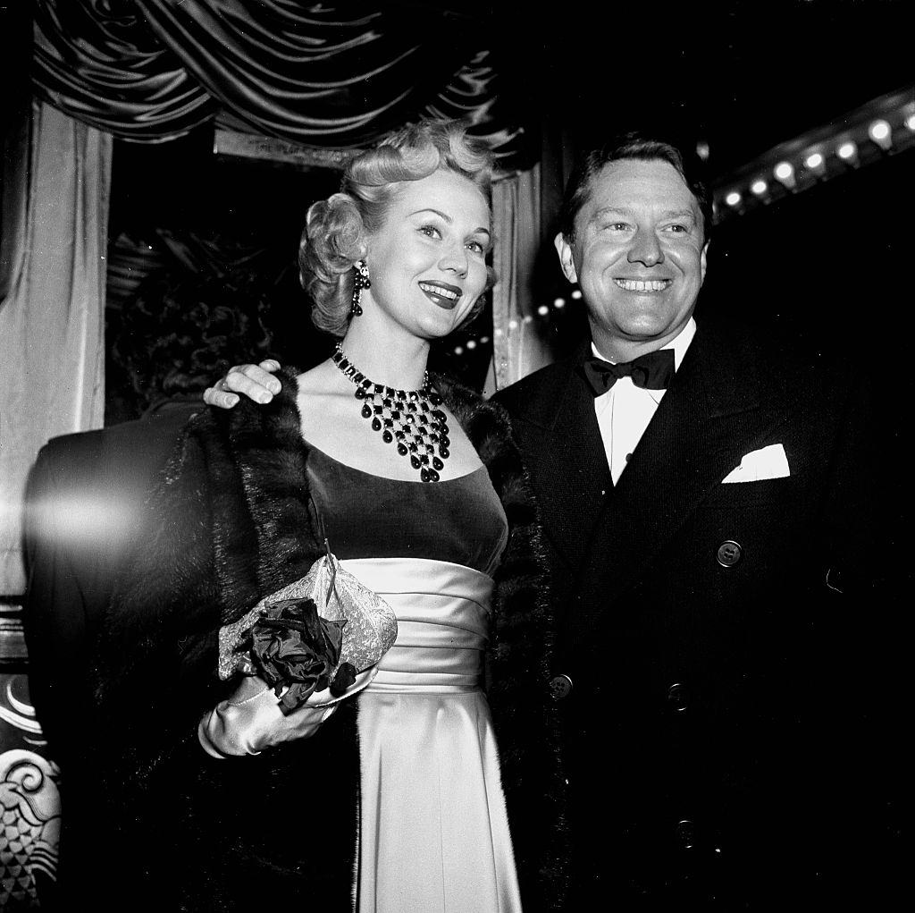 Virginia Mayo with her husband Michael O'Shea a premiere in Los Angeles, 1952.