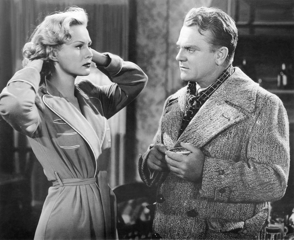 Virginia Mayo and James Cagney on the set of 'White Heat', 1949.