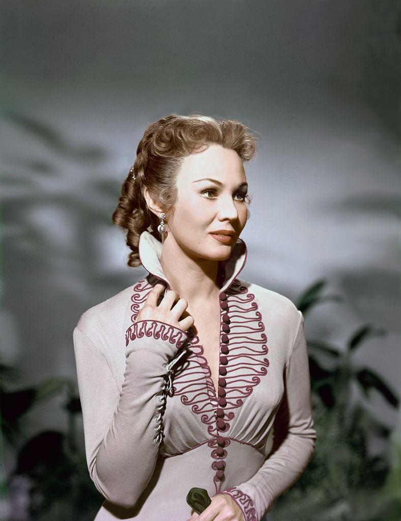 Virginia Mayo on the set of 'The Iron Mistress', 1952.