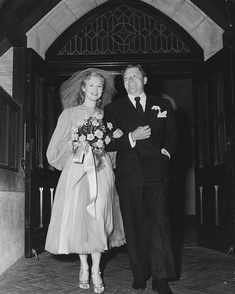 Virginia Mayo with Michael O'Shea Wedding on her wedding day, 1947