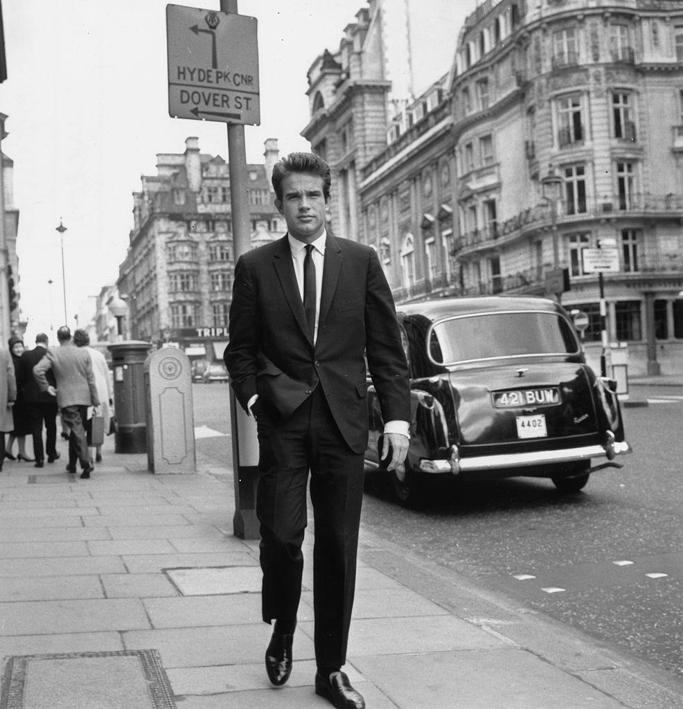 Warren Beatty on a London street, 1962.