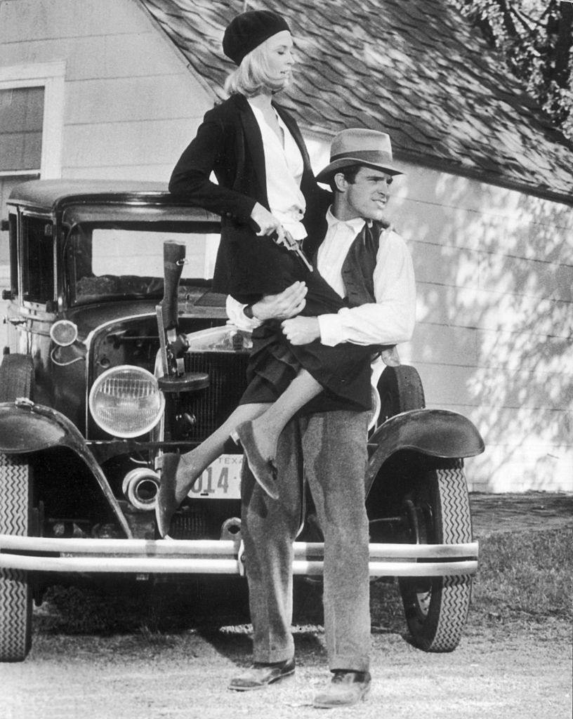 Warren Beatty with Faye Dunaway in the movie 'Bonnie and Clyde', 1967.