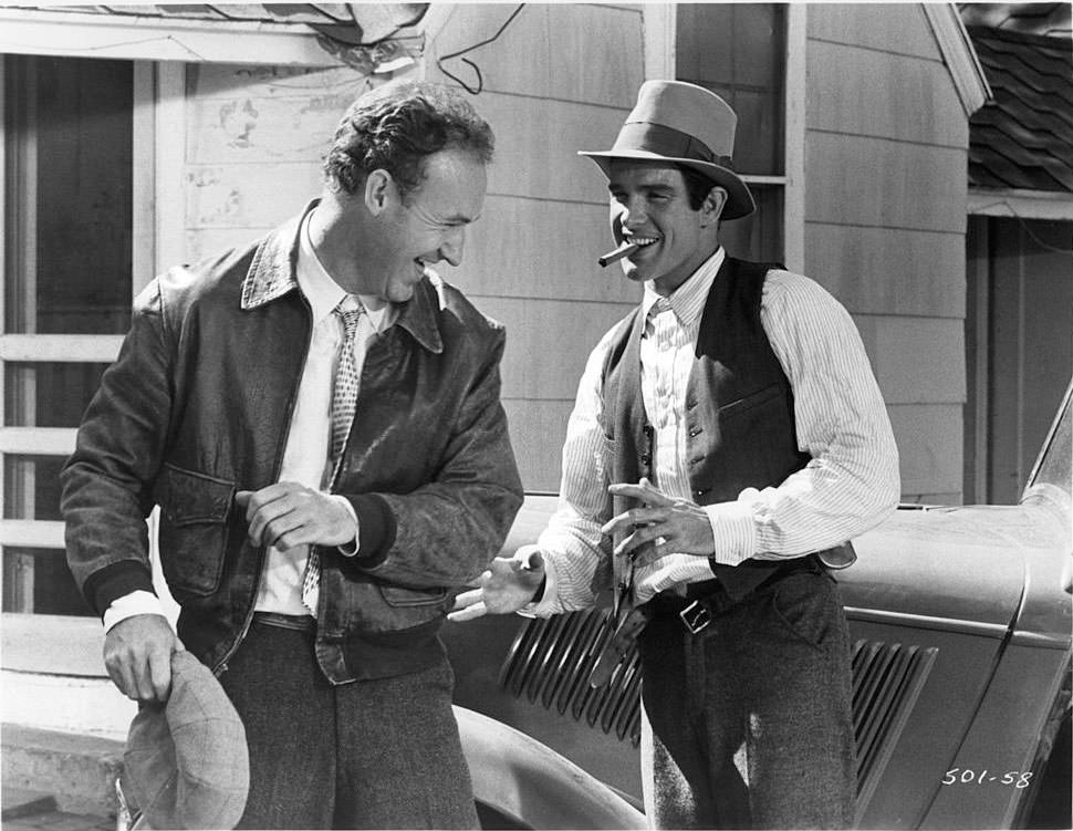 Warren Beatty with Gene Hackman n a scene from the film 'Bonnie and Clyde', 1967.