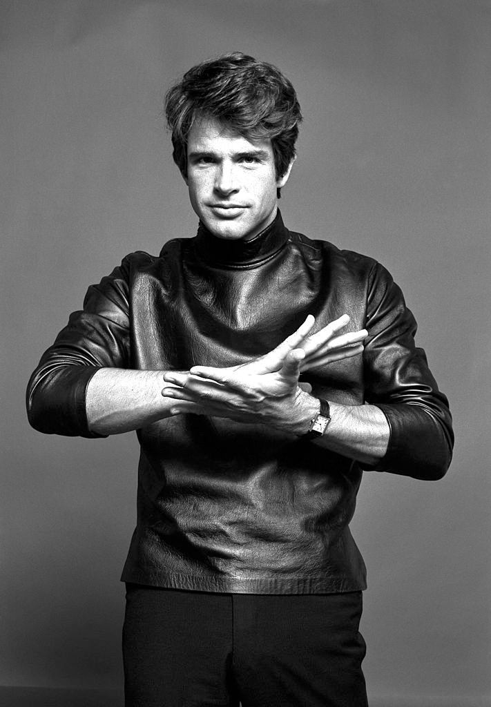 Warren Beatty, dressed in a leather shirt, New York, August 1967.