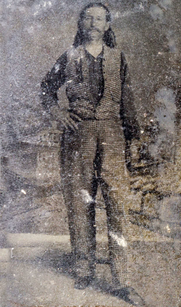 Rare tintype of Hickok, ca. 1870. It was found with the last letter he wrote to his wife, Agnes Thatcher Lake.