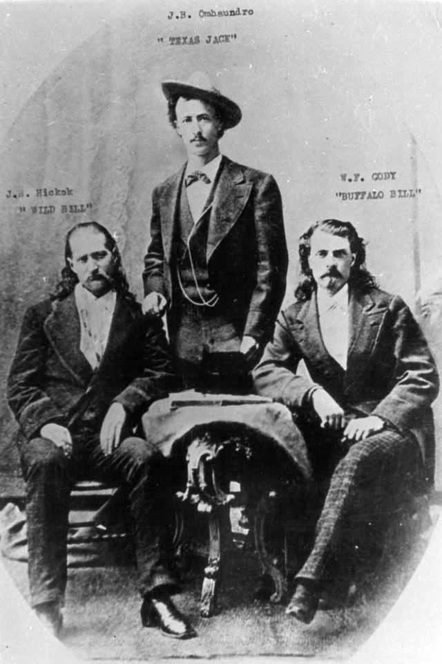 Wild Bill Hickok, Texas Jack Omohundro, and Buffalo Bill Cody as the “Scouts of the Plains” in 1873.