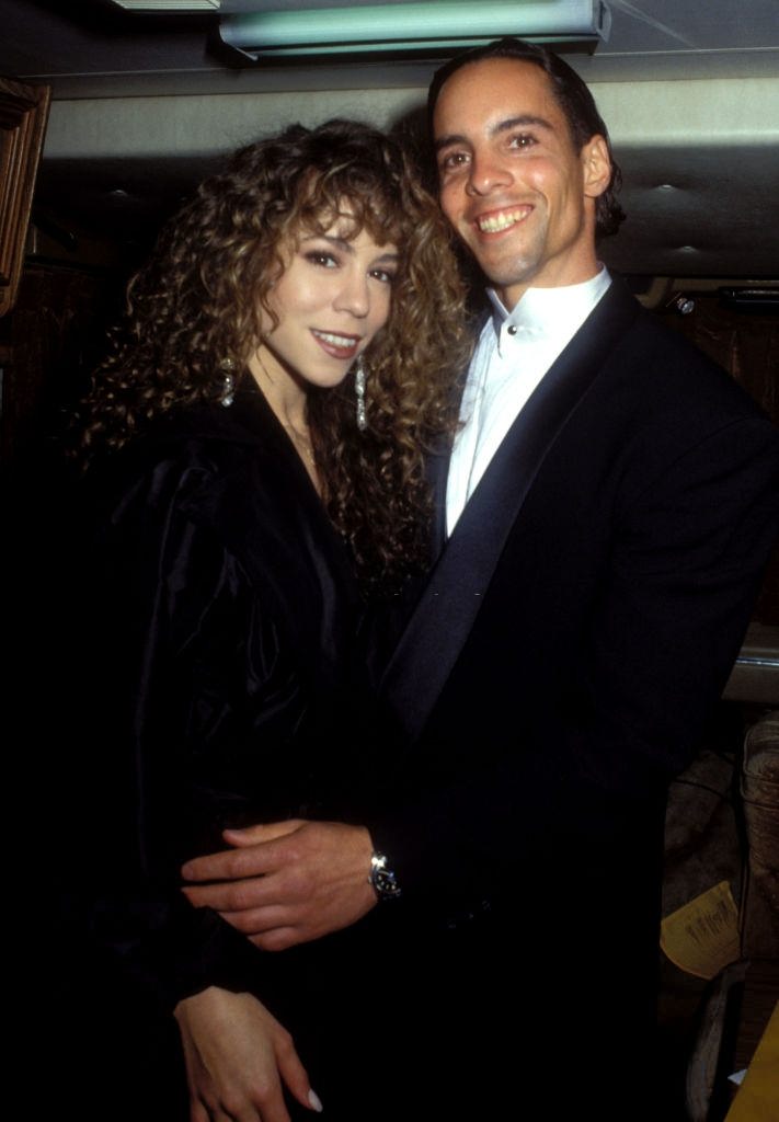 Mariah Carey with her brother Morgan Carey during American Music Awards, 1991.