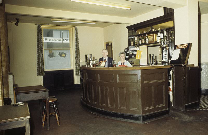 The vault in the Lloyds Arms pub on Higher Ormond Street, All Saints, Manchester, around 1974.