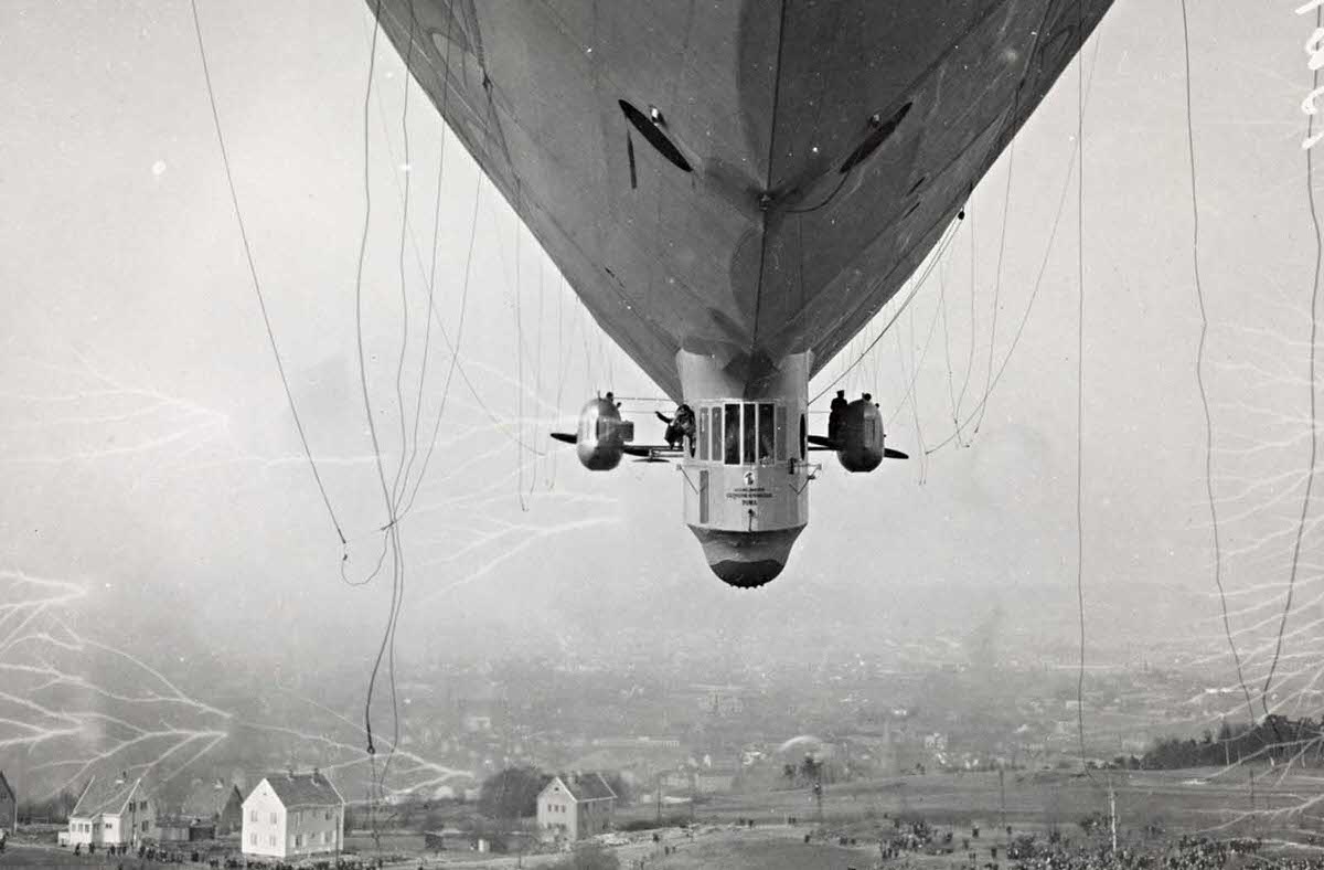 Luftskipet (airship) “Norge” over Ekeberg, Norway, on April 14, 1926.