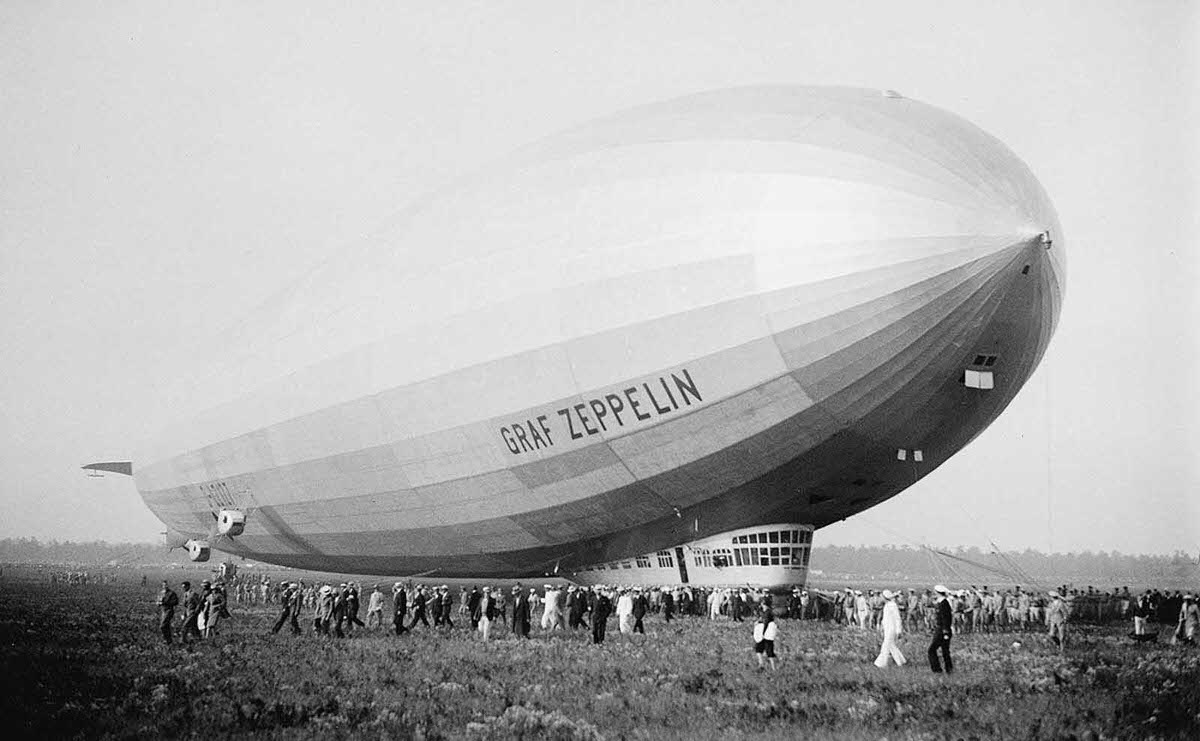 The giant German dirigible Graf Zeppelin, at Lakehurst, New Jersey, on August 29, 1929.