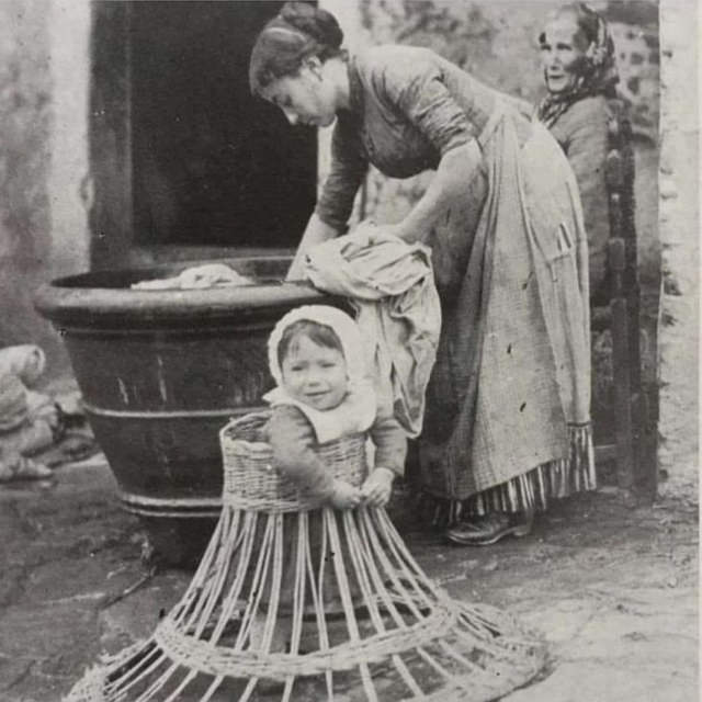 Historical Photos of Babies Learning to Walk with a Wicker Frame From the early 1900s