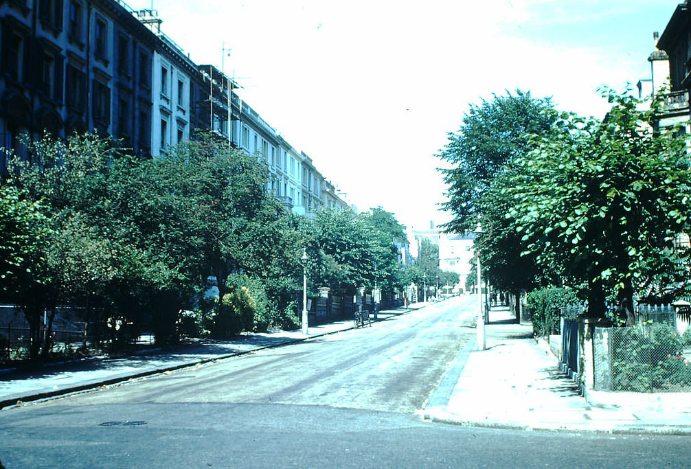 Off Kensington Road, London, 1949.
