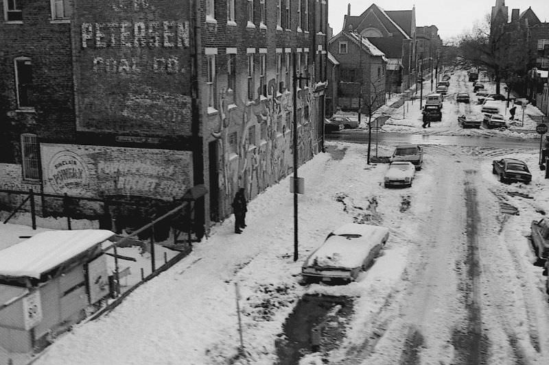 Chicago in a snowy day, 1970s