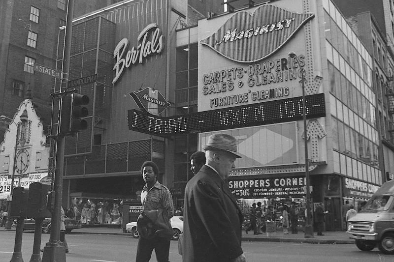 Randolph and State Streets, Chicago, 1970s