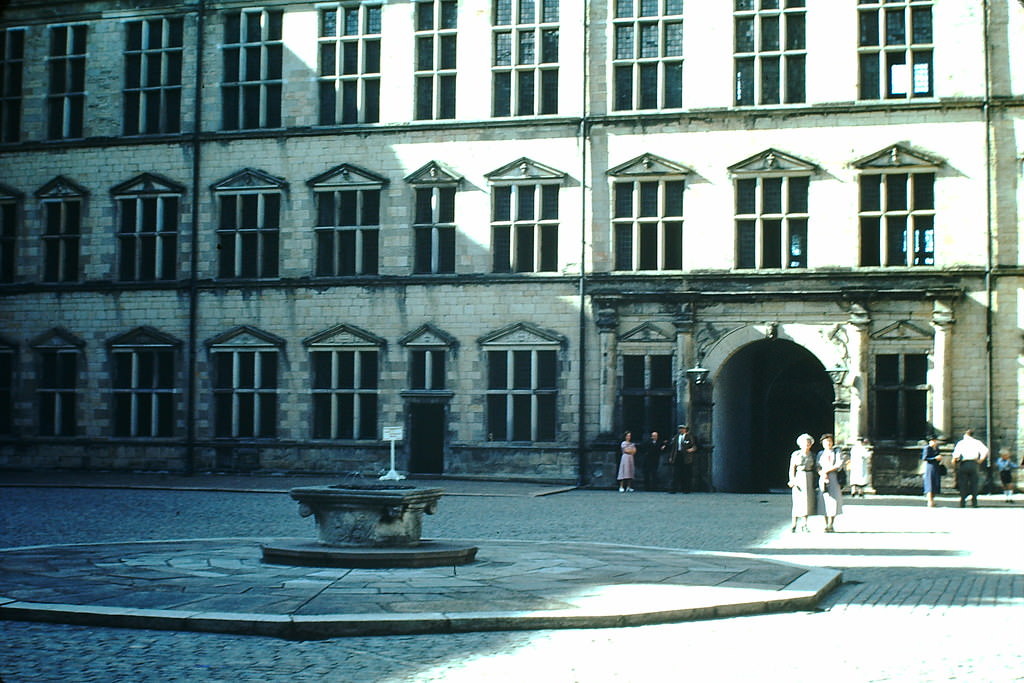 Courtyard, Kronborg Castle, Denmark, 1940s.