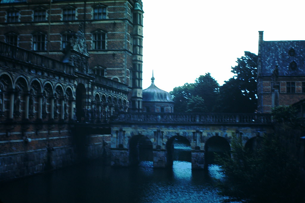 Moat of Frederiksborg Castle, Denmark, 1940s.