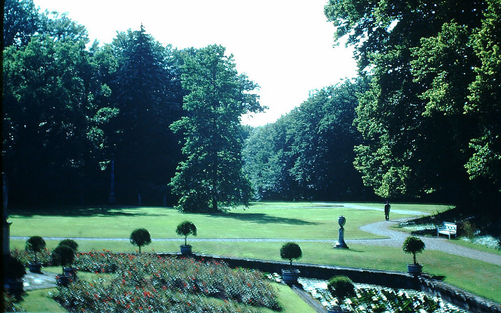 Rose garden, Fredensborg Castle, Denmark, 1940s.