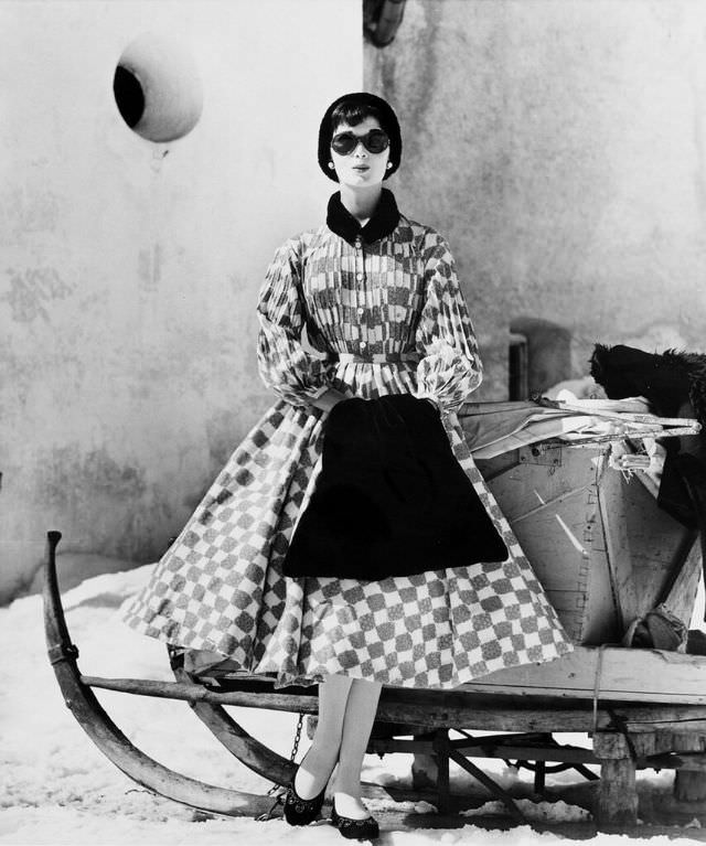Model is wearing a dress by Bessie Becker, photo by Regina Relang, 1957