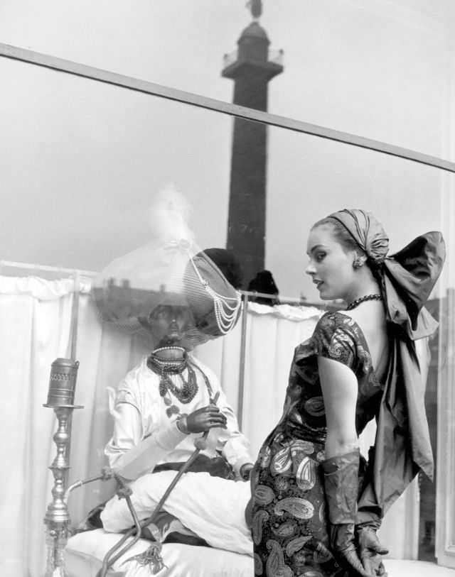 Model in a dress by Elsa Schiaparelli, photo by Regina Relang, Paris, 1951